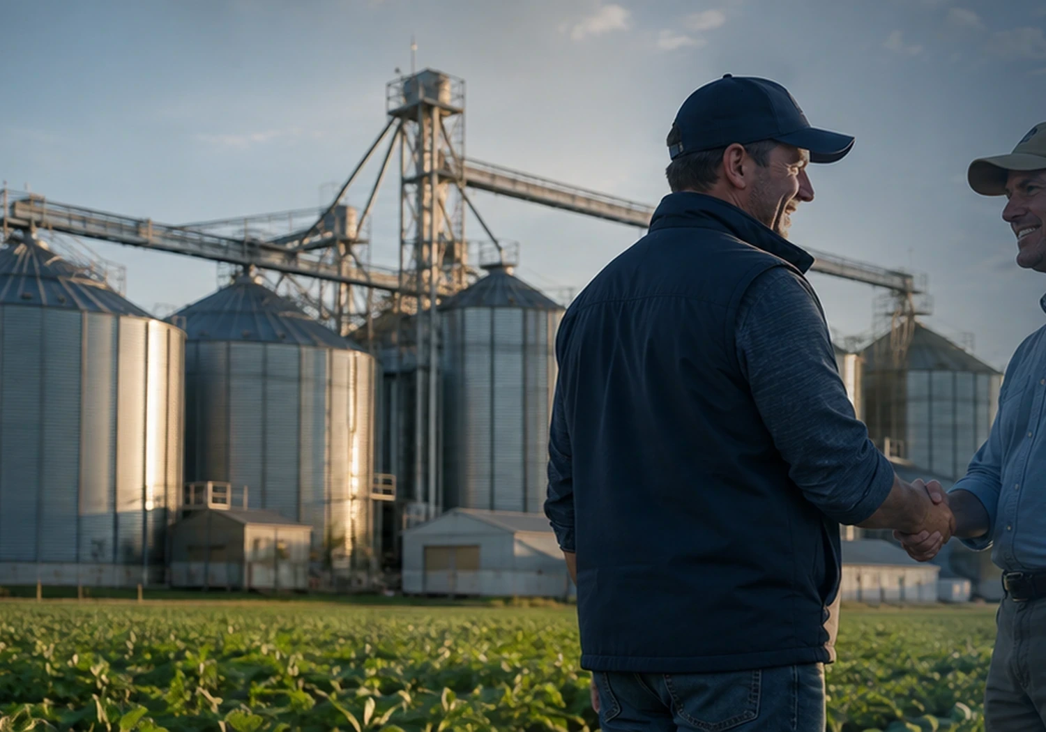 Agricultural professionals discussing an operating opportunity